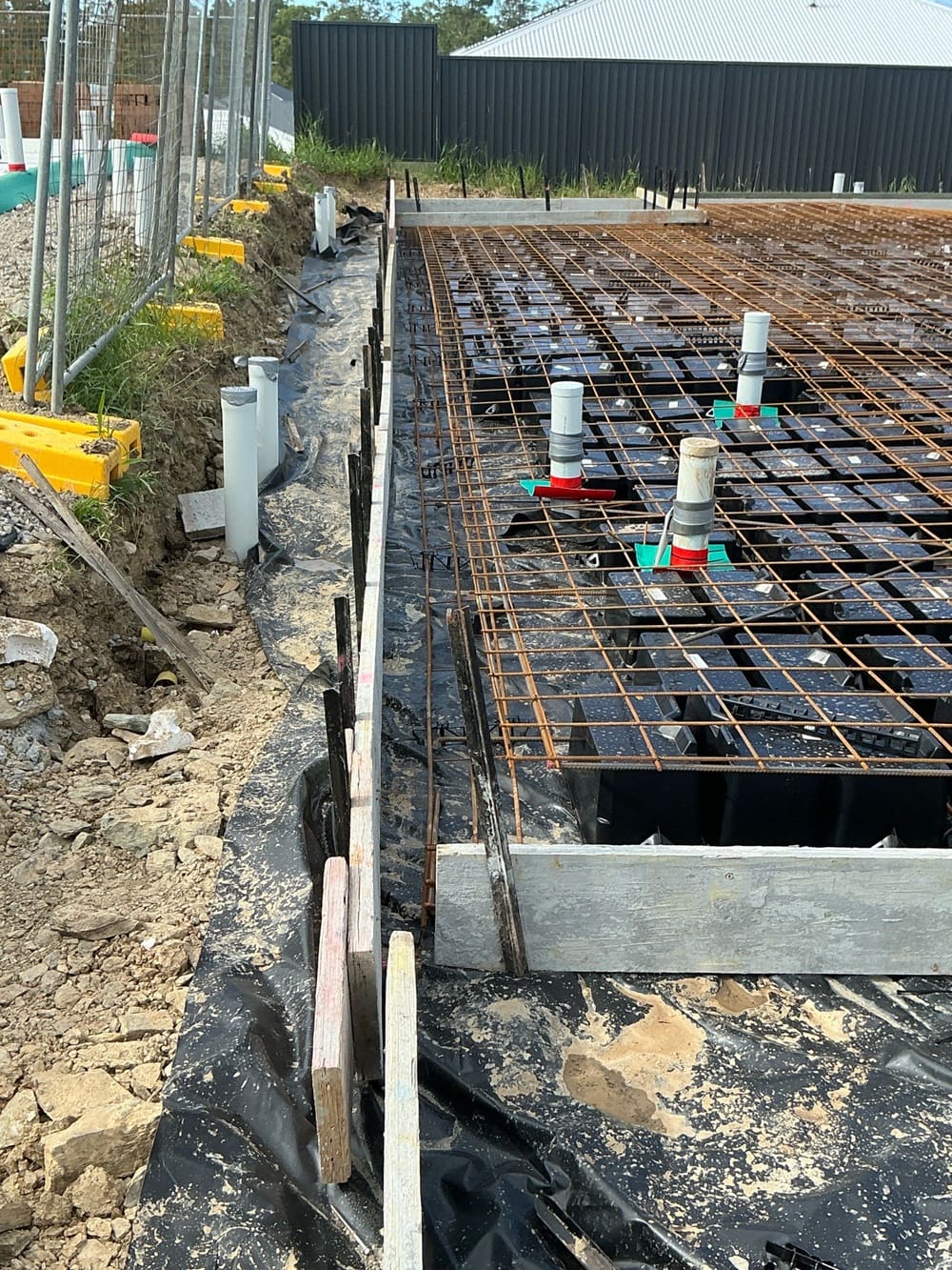 Not straight, recorded during a slab pre-pour inspection in Narangba